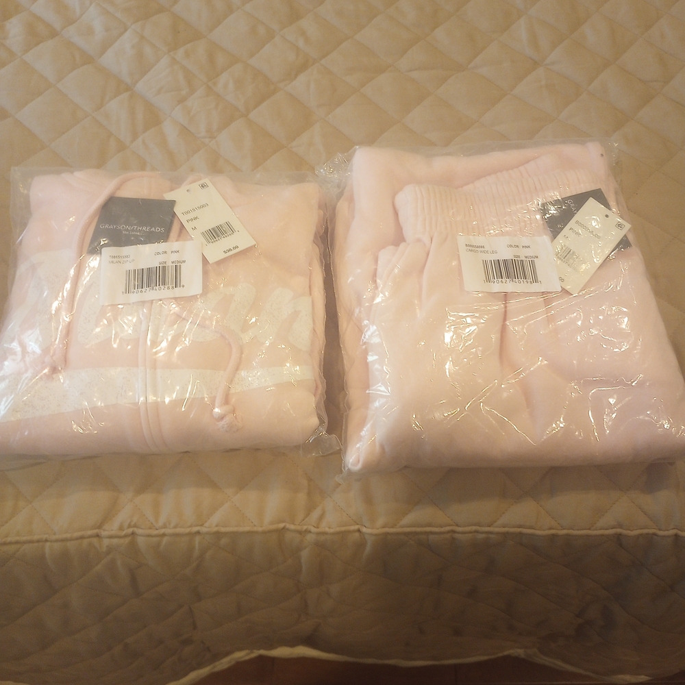 Grayson Threads Pink Milan Zip Sweatshirt&Cargo Pants
